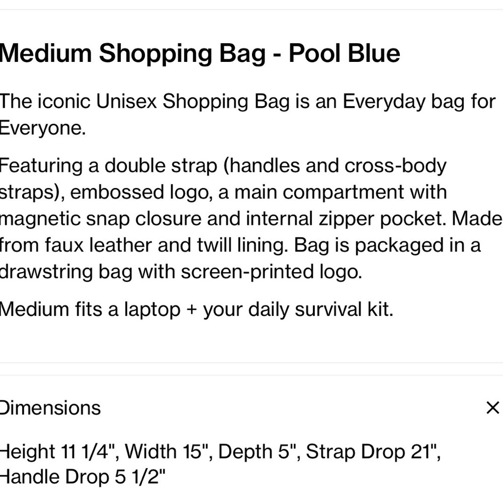 NWT Telfar Medium Pool Blue Shopping Bag - Picture 7 of 7